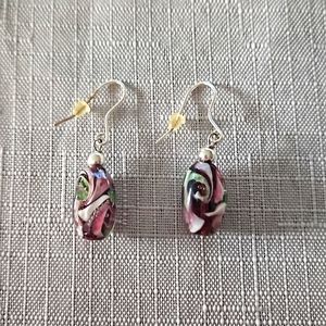 Swirl Design Glass Earrings